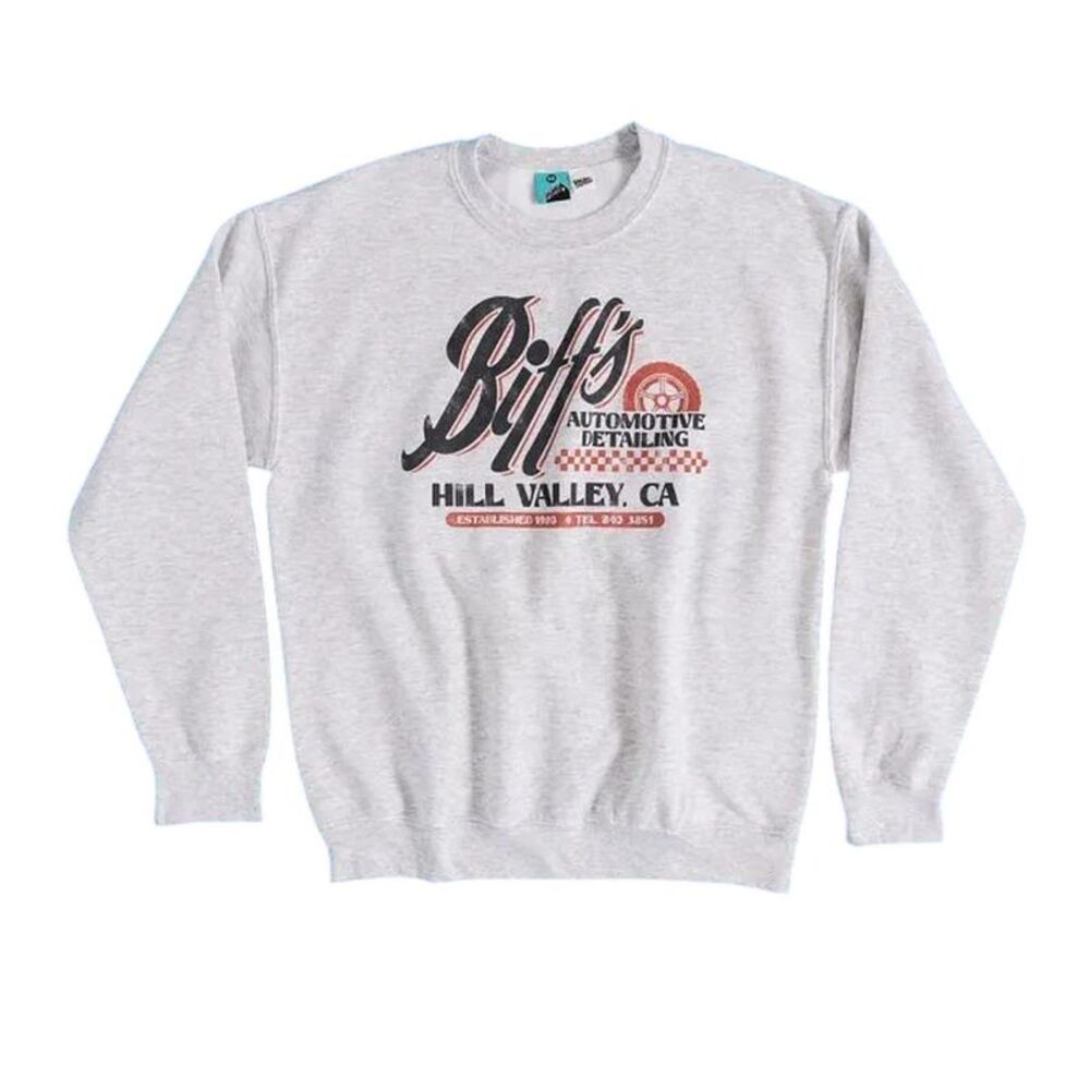 Back To The Future Unisex Adult Biffs Automotive Detailing Sweatshirt / Gray